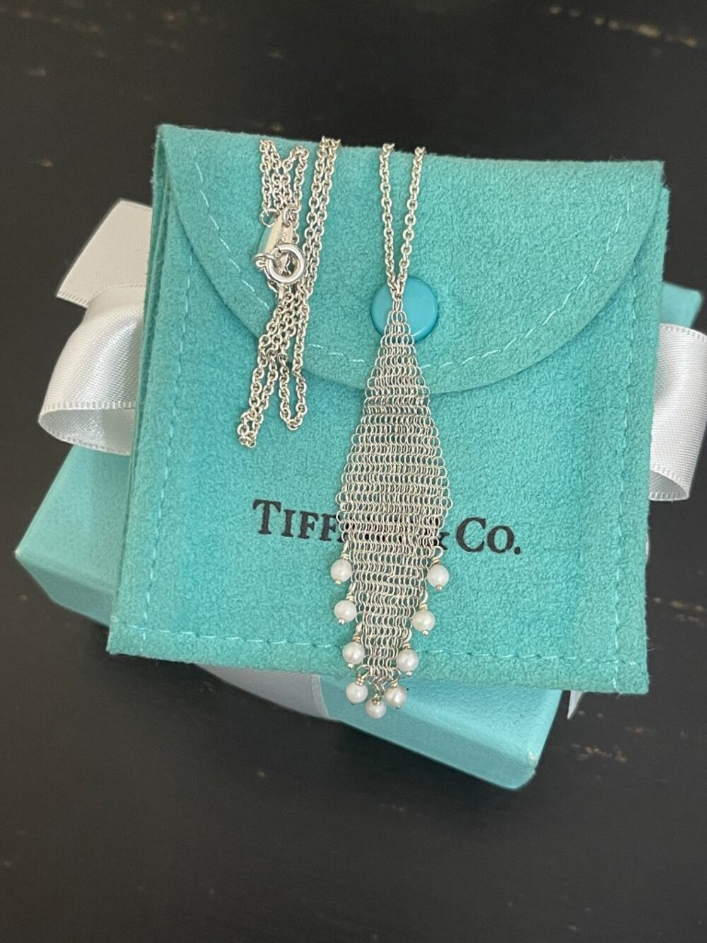Tiffany & Co. Elsa Peretti Baby Pearl Mesh Fringe Necklace